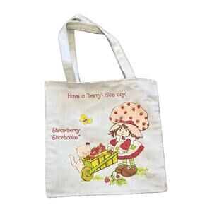 Vtg Strawberry Shortcake Bag Small Tote Y2K 90s Cat Handbag